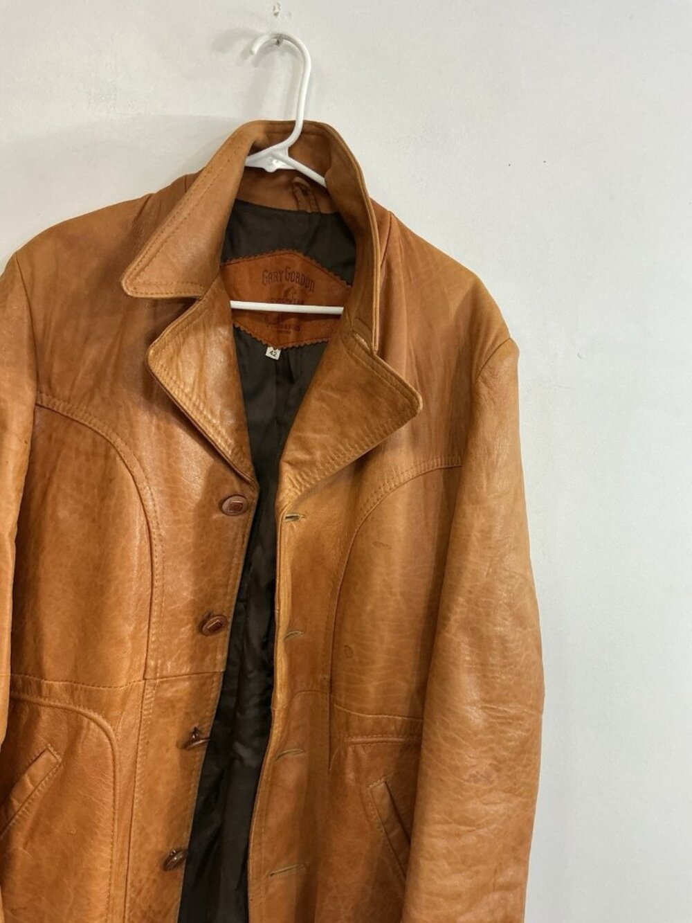 Vintage Gary Gordon 70’s  Leather Coat Western Hippie Jacket Mens 42 - Picture 3 of 7